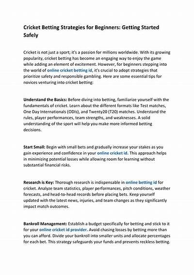 Engaging in Online Cricket Betting: Strategies and Insights for Beginners
