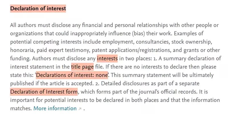 declaration of interest statement爱思维尔